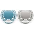 Philips Avent Ultra Soft Soother - 2 x Soft and Flexible Baby Soothers for Babies Aged 6-18 Months, BPA Free with Steriliser Carry Case (Model SCF091/17)