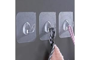 Volunx 15 PCS Heavy Duty self Adhesive Clear Hooks Clear Waterproof 15kg 33lb Plastic Strong Sticky Hook for Bathroom Kitchen Wall Door Metal, Tiles, Wood, Ceramic to Make Garland