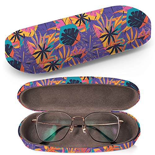 Preisvergleich Produktbild Hardcase Brillenetui Sonnenbrillenetui Brillenbox Kunststof Clamshell-Art-Brillen-Fall mit Brille-Reinigungstuch (Modern Exotic Jungle Plants)