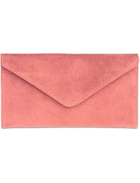 CASPAR TL708 Damen Velours Wildleder Envelope Clutch Tasche Abendtasche mit Handschlaufe
