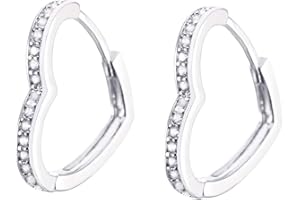XINYIXIN Orecchini pendenti a forma di cuore Huggie da donna, ipoallergenici, placcati in oro rosa e argento con zirconi, Cristallo, zirconia cubica
