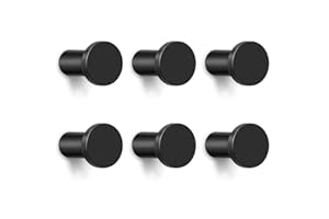 GUWINA 6 Pièces Crochet Manteau Mural Noir, Minimaliste Robuste Patère Murale, Multi-Usages Crochet Porte Manteau, Patère Porte Manteau pour Entrée Chambre Salle de Bain vis Inclus