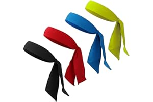 FANTESI 4 Stück Sport Stirnband für Frauen und Männer Bandana Cap Sport Kopfbedeckung verstellbares Schweißband, Kopfband für Laufen, Training, Tennis, Karate, Leichtathletik