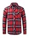 Produktbild uxcell Allegra K Herren Langarm Karohemd Slim Fit Flanellhemd für Freizeit, Rot-Blau/L (EU 54)