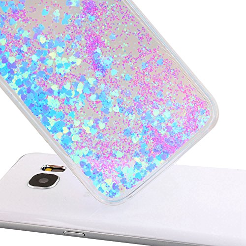 Samsung Galaxy S7 Edge Hülle,Galaxy S7 Edge Case Hülle,TOYYM 3D Kreative Glitter Glänzend Fließen Flüssig Hülle,Durchsichtig Klar Transparent Bling Hart PC Hardcase Hüllen Shiny Glanz Sparkle Stars Plastik Tasche Kristall Handytasche Hülle Etui Protective Case Cover für Samsung Galaxy S7 Edge +1x Bildschirmschutz+1x Kapazitive Feder(Farbe zufällig),Himmelblau - 4