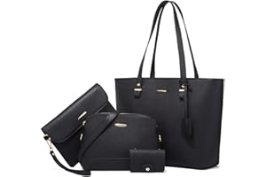 AioTio Borsa Donna Set Borse a Mano Borse a Tracolla Grande Borse a Spalla Borse Tote in Pelle PU Borse Donna Elegante 4 Pezzi Set