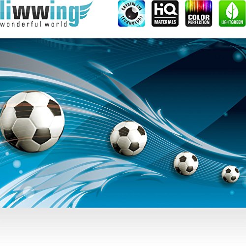 Vlies Fototapete 400×280 cm PREMIUM PLUS Wand Foto Tapete Wand Bild Vliestapete – Fußball Tapete Ornamente Fußball Schlingen Kunst blau – no. 981 - 2