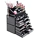 Produktbild HBF XXL schwarz Acryl Make Up Organizer Kosmetik Aufbewahrung Organizer Dicke von 5 mm aus transparentem Acryl von besonderer Qualität (MU Organizer)
