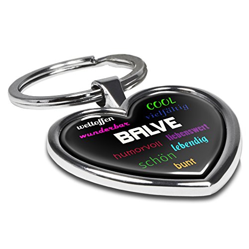 Preisvergleich Produktbild Schlüsselanhänger mit Stadtnamen Balve - Motiv Positive Eigenschaften - Herz-Schlüsselanhänger, Stadtschlüsselanhänger, personalisierter Anhänger, Herz-Anhänger, Chrom