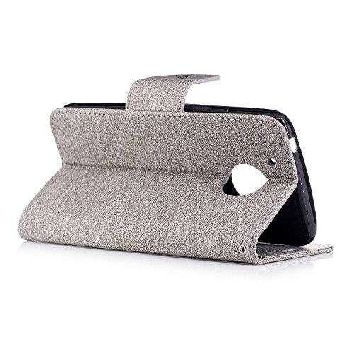 Motorola Moto G5 Hülle,Moto G5 Case,TOYYM PU Leder Flip Cover Wallet Case Bookstyle Brieftasche Tasche Schale Schutzhülle Vintage Blume Muster mit Standfunktion Karte Halter für Motorola Moto G5+1x Touch Pen(Color Random)+1x Staubschutz(Color Random)-Graue Blume - 3