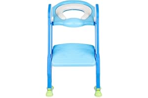 LANTUS Siège de Toilette Pliable-Reducteur de toilette Bébé avec Marches Larges/Coussin Souple Bleu Clair + Bleu