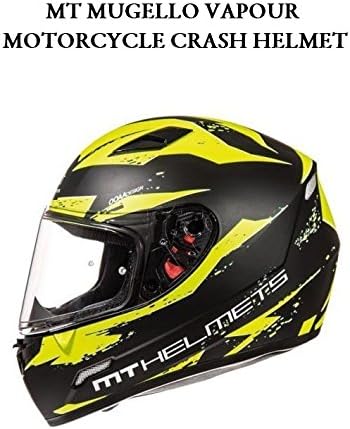 MT MUGELLO VAPOUR Adult Full Face Helmet Motorbike Rider Safety ECE DOT ACU Approved Motorcycle Crash Helmet Black/Yellow - Black/Fluo - M