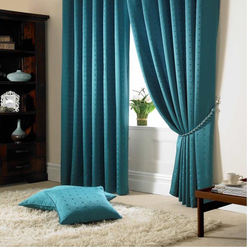 Madison Tape Top Pencil Pleat Lined Curtains Teal 90x90