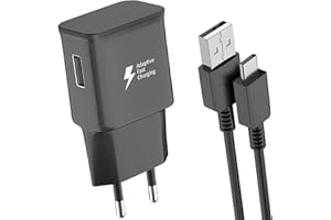 NEWDING Cargador Carga Rápida Tipo C para Samsung Galaxy S10 5g S10 S10e S9 S9 S8 Plus A71 A70 A55 A52 A52s A51 A40 A35 A25 A22 A15 A12 M55 M54 M53 M33 M23 M15 M12, EP-TA200 Adaptativa Fast Charging, Negro