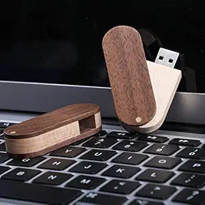 MAXBELL USB 2.0 Flash Drive Maple Wooden Swivel Shaped Pen Drive Memory Stick 128M