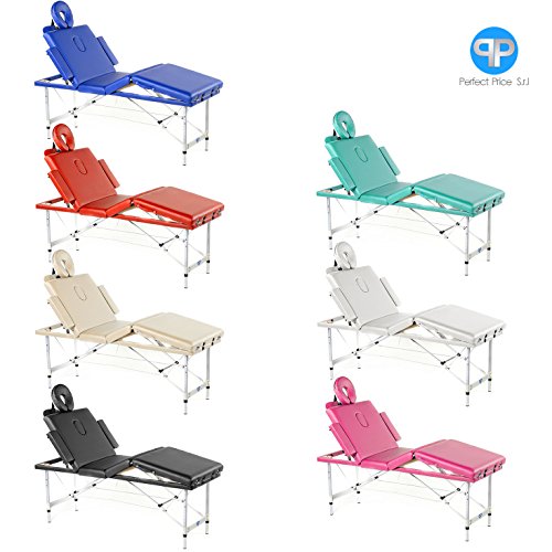 Camilla de masaje 4 zonas Aluminio Portátil Confort Cojín 8 cm