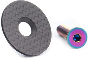 REQAG Carbon - Tapa para manillar de bicicleta, 1 1/8 pulgadas, con tornillo de titanio brillante mate, Vástago de Bicicleta Tapa de Fibra de Carbono Súper Ligero Tapa del Juego de Cabeza 1 1/8'',Mate