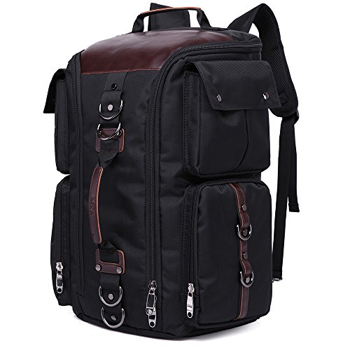 KSDA Herren Mode Vintage Rucksäcke Laptop Rucksack Oxford-Gewebe Knapsack Reisen Multifunktions Handgepäckstück Daypack Schwarz - 2