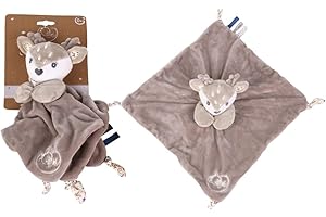 DODO D'AMOUR - Doudou Carré - Biche - 032492 - Beige - Polaire - Naissance - Peluche - Bébé - 29 cm x 29 cm - À Partir de 0 mois