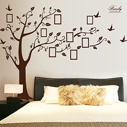 Enorm Schwarz Bilderrahmen Erinnerung Baum Ast Wandtattoo herausnehmbar Wand Dekor Wandaufkleber für Dekoration Schlafzimmer, Wohnzimmer (BlackL) (Brown)