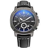 XINLEE Herrenuhr Zeiger zeigt Multifunktions DREI-Pin wasserdichtem Leder Gürtel Uhr, 004