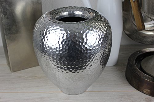 ALU Vase 26×30 hoch Silber bauchig hammerschlag gehämmert Tisch Amphore - 3