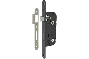 THIRARD - Serrure encastrable NF à condamnation pour salle de bain et toilette, axe 40mm, bouts ronds, noir