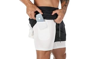 Superora Męskie sportowe spodenki do biegania 2 w 1, oddychające, na zewnątrz, treningowe szorty z kieszeniami