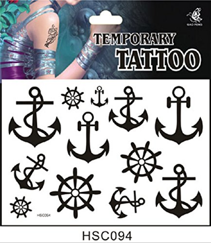 Classic Sailor Pattern Water Transfer Flash Fake Tattoo Sticker Sex Products Waterproof Temporary Tattoo Sticker The Wind Wind Blown Feathers