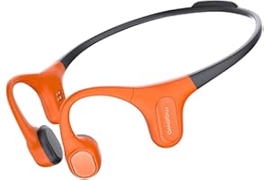 mojawa Aerra Knochenschall-Sportkopfhörer, Open-Ear, Bluetooth 5.2, IP67 wasserdicht, Mikrofon mit Geräuschunterdrückung, für Laufen, Radfahren, Wandern, Fitness und den Alltag, Orange und Schwarz