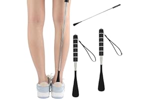 GNALIA Calzador De Zapatos Largo Extensible 30-70Cm, Acero Inoxidable Ajustable, 2 Unidades Color Negro, Para Hombres Mujeres Y Personas Mayores