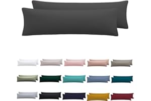 Nesture Seitenschläferkissen Bezug 40 x 145 2er Set - Kissenbezug 40x145 cm Anthrazit, 100% Mikrofaser kopfkissenbezug mit Reißverschluss, Weich und Bügelfrei