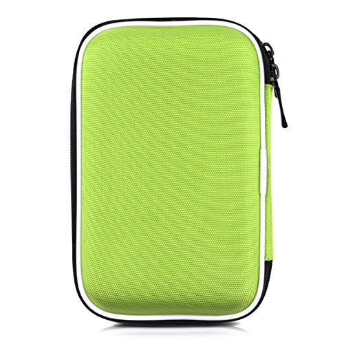kwmobile Hardcase Tasche Hülle für externe Festplatten (2,5″) mit Ranken Swirl Design – Schutzhülle in Weiß Hellgrün - 2