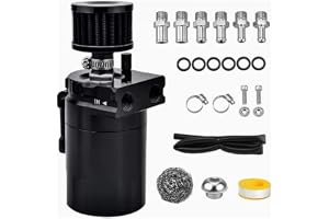 Oil Catch Can Universal 300 ml, motorluftsoljebehållare, komplett set svart oljebehållare 300 ml inkl. luftfilter, slang och