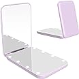 wobsion Compact Mirror, Magnifying Mirror with Light, 1x/3x Handheld 2-Sided Magnetic Switch Fold Mirror,Small Travel Makeup Mirror,Pocket Mirror for Handbag,Purse,Gifts for Girls(Purple)