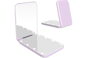 wobsion Miroir de Maquillage de Voyage éclairé par LED, 1x/3x à grossissement Miroir Compact, Portable pour Sac à Main, Poche, Miroir Pliable éclairé de 8.5cm, Miroir portatif à Deux Faces, Violet