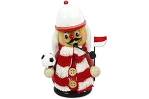 Dekohelden24 Räuchermann jako piłkarz z czerwono-białym strojem, ok. 12 cm