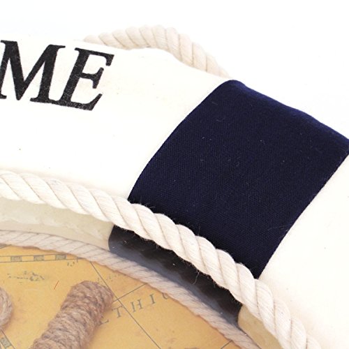 YESURPRISE Wanduhr Deko Rettungsring Wanduhr 35cm Durchmesser blau-weiss - 8