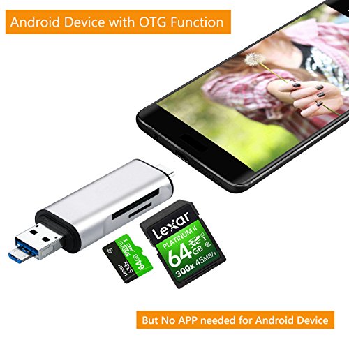 Philonext 3 in 1 lettore di schede di memoria USB C (Silver)