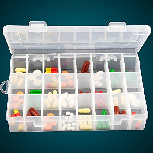 westeng 1 Verstellbare 24-grid Transparente Jewelry Organizer Box Container Fall mit herausnehmbaren Trennwänden - 6