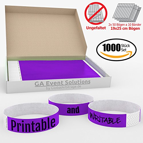 Pulseras Para Eventos GA Event Solution de Tyvek, Púrpura, 1000 unidades