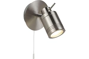 LICHT-ERLEBNISSE Applique murale avec interrupteur IP44 Applique de salle de bain en argent mat petit H : 16 cm abat-jour orientable GU10 Spot Applique de salle de bain