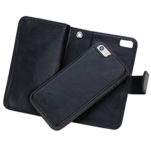 iPhone 6/6s Case,iPhone 6/6s Detachable Wallet Case,Soundmae Multi-function 2-in-1 Magnetic Separable Removable PU Leather Wallet Case Flip Cover With Credit Card Holder for iPhone 6/6s[Black]