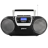 Groov-e Ultimate Bluetooth Wireless Portable Boombox with CD Player, Cassette, USB, DAB/FM Radio, LCD Display and Alarm Clock - Black
