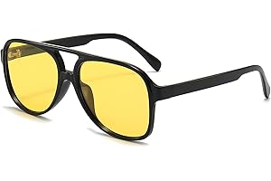 Long Keeper Occhiali Guida Notturna Polarizzati – Vintage Gialli Occhiali da Sole Donna e Uomo, Antiriflesso Guida Occhiali Visione Notturna Lenti Gialle Anni 70 Pilota Stile