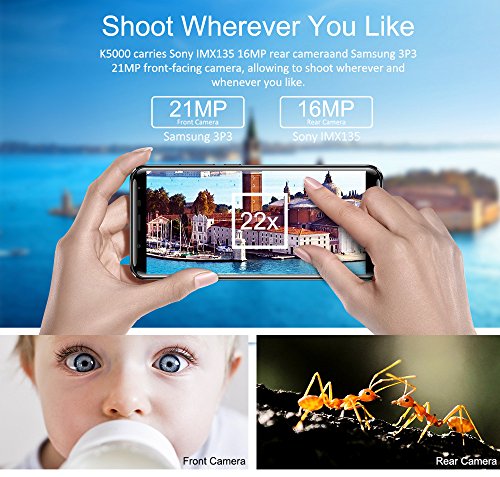 OUKITEL K5000 Smartphone 4G Android 7.0 (MTK6750T Octa Core 1.5 GHz, 5.7â€ 18:9 HD+ Schermo, 4 GB RAM 64 GB ROM, 21MP+16MP Camera, Fingerprint ID, Dual SIM, 5000mAh Batteria, OTA, Carica rapida) Oro