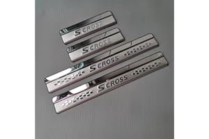 Eamily 4 Stück Edelstahl Auto Einstiegsleisten Schutz Zubehör für Suzuki Sx4 S-Cross 2014–2023, Schwellenwert-Anti-Verschleiß-Dekorstreifen, Abriebschutz, Pedalabdeckung