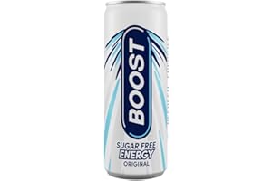 Boost Energy Drink Sugar Free Original - 24 Pack Drinks with Caffeine, Taurine and Vitamin B | Carbonated Energy Drinks | Gluten Free Vegan Low Calorie Zero Sugar Fizzy Drinks | 24x250ml