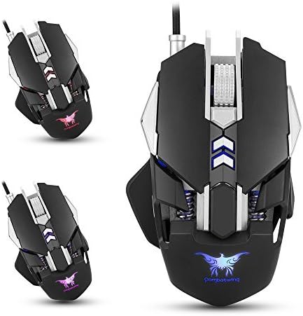 Gaming Mouse Wired Computer Mice Ergonomic 1200/1600/2400/3200DPI Adjustable with 7 Buttons Breathing LED Light 4 Color Changing 1000Hz Polling Rate (Black,CW30)
