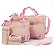 Tinny Tots 5pcs/set Baby Diaper Bag Nappy Mummy Bag Print Maternity Handbag Changing Baby Messenger Bag (PINK) RS.1111.00